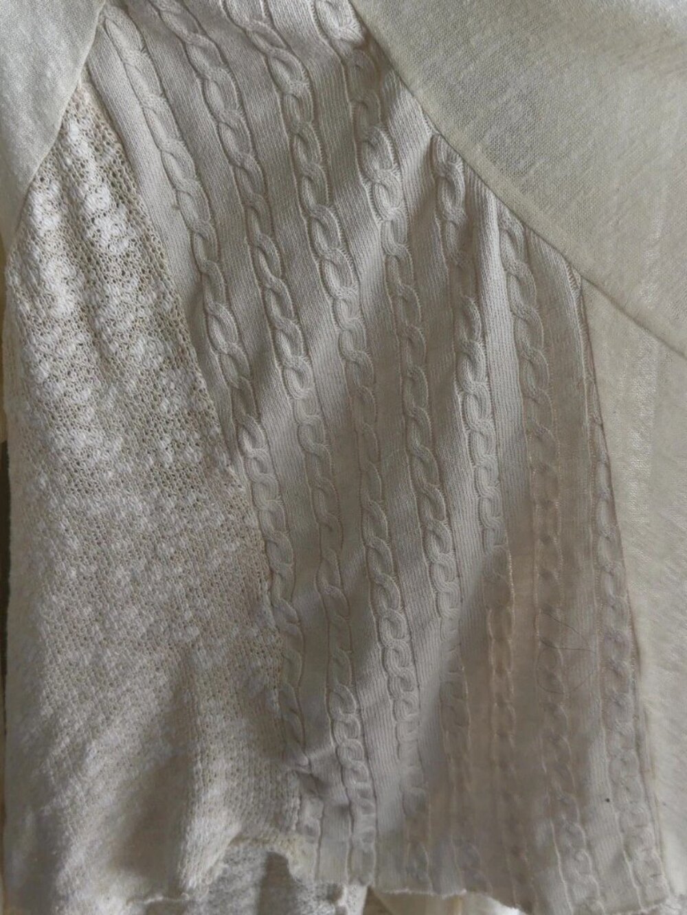Free People TINY Mixed Media Draped Cardigan Ivory Cream Size Medium Women’s - Picture 6 of 8